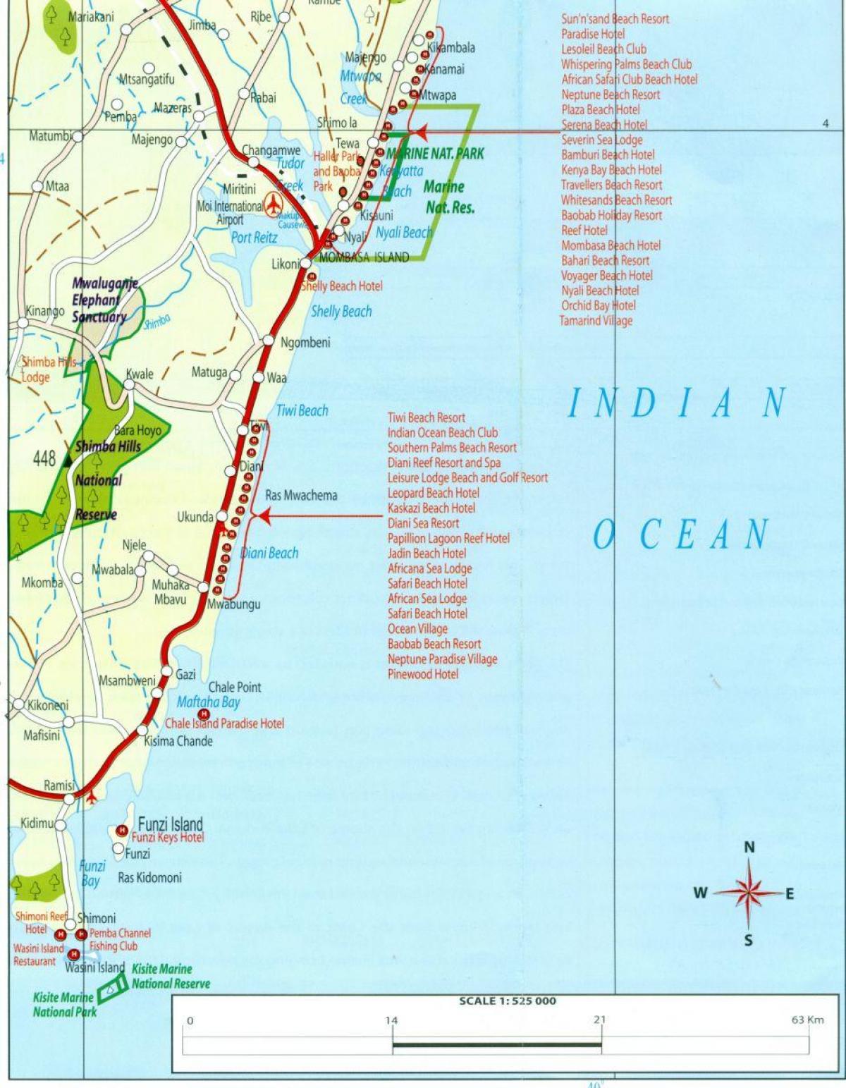 מפה של קניה החוף