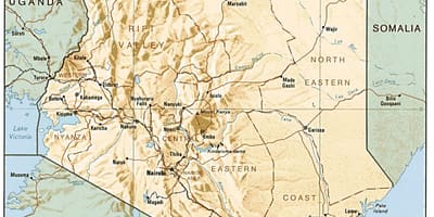 מפה של קניה גדולה מראה הערים.