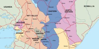 מפה של המפה הפוליטית של קניה