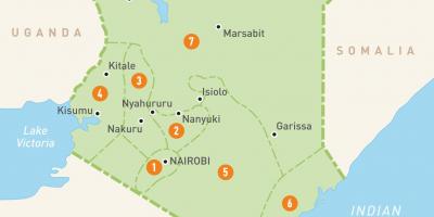 מפה של קניה מראה מחוזות